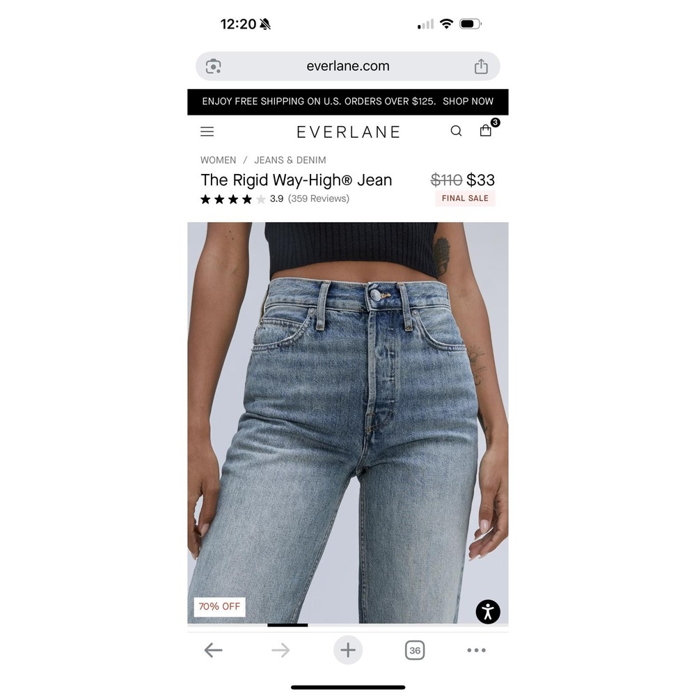 Everlane The 90s Way High Jean Light Wash Denim Women Size 24 Long - Picture 2 of 9